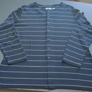 Chico's Black Striped Snap  Down Top